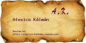 Alexics Kálmán névjegykártya